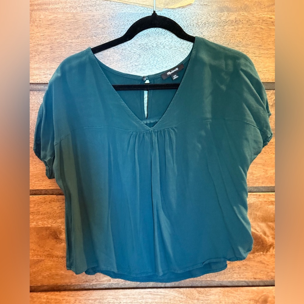 Madewell Women's Green Glow Blouse short sleeves XXS oversized